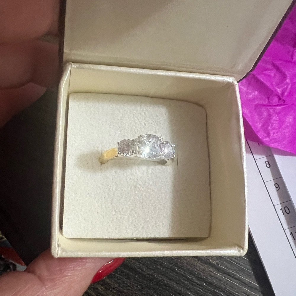 Timeless Three Stone Moissanite Ring - image 1